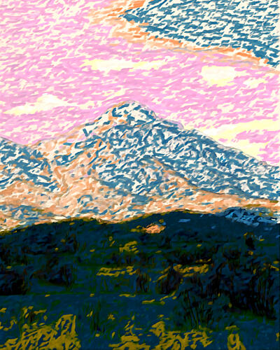 Pink Sky Mountain Sunset Montagne reproduction