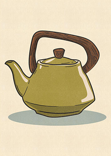 Retro Green Teapot Café reproduction