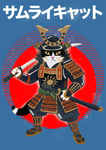 Samurai Cat Warrior Art Print
