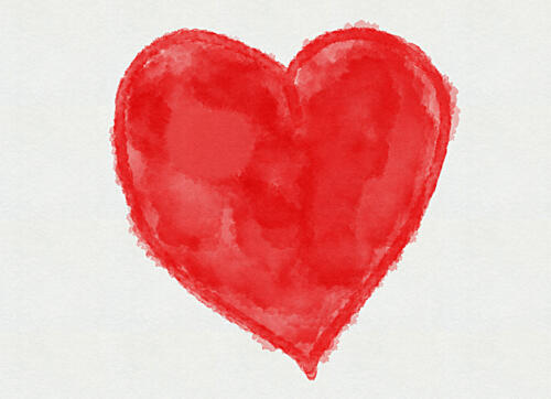 Watercolor Red Heart Fêtes reproduction