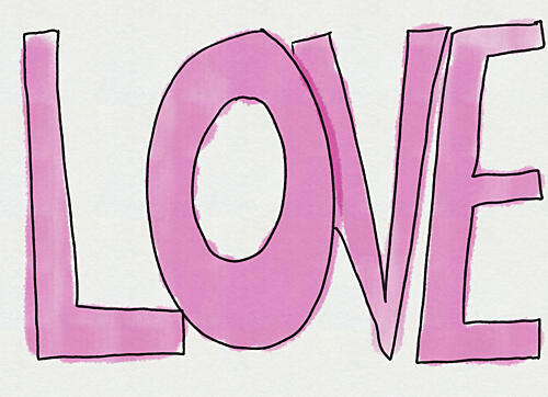 Sweet Pink Love Script Aquarelle reproduction