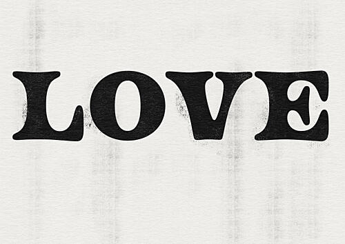 Distressed Love Word Typographie reproduction