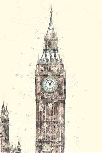 Big Ben Watercolor Aquarelle reproduction