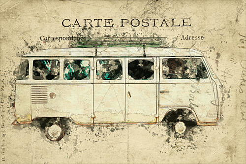 Retro Camper Postcard Voyage reproduction
