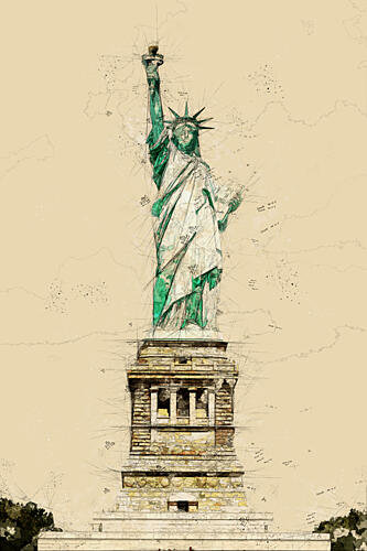 Statue of Liberty Sketch Inspirant reproduction