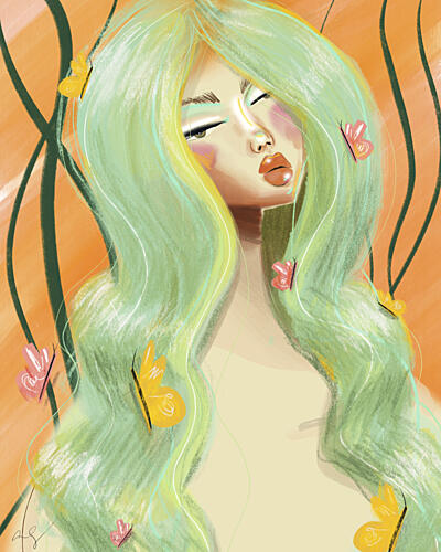 Green Hair Butterflies Mode reproduction