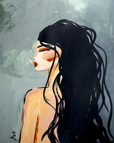 Serene Woman Profile Mode reproduction
