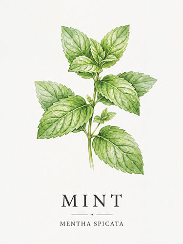 Fresh Mint Botanical Study Alimentation reproduction