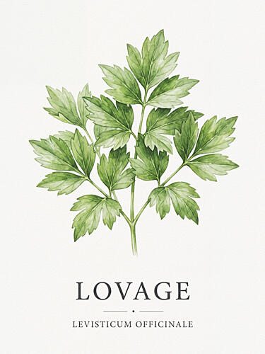 Lovage Botanical Herb Campagne reproduction