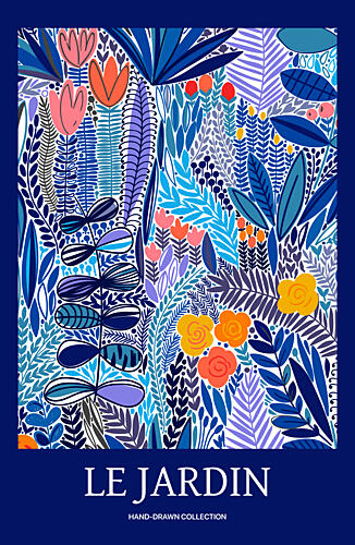 Colorful Hand-Drawn Garden Art Print by Maria Galybina