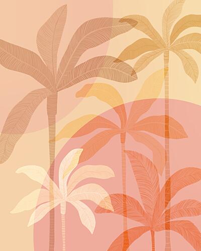 Warm Botanical Palms Art abstrait reproduction
