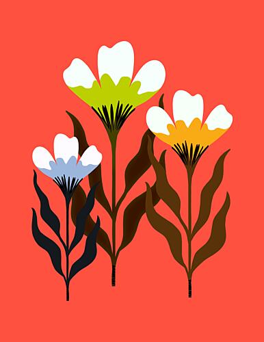 Vibrant Botanical Trio Art abstrait reproduction