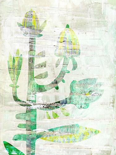 Textured Green Blooms Art Print by Annick