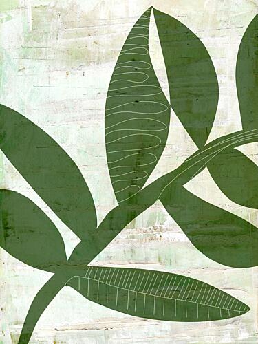 Abstract Green Leaves Art Print by Annick