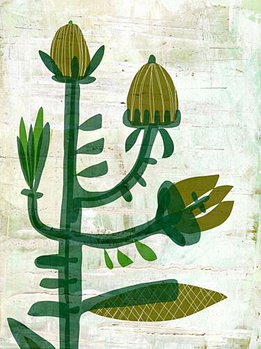 Modern Green Botanical Art Print by Annick