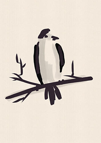 Minimalist Perched Bird Aquarelle reproduction