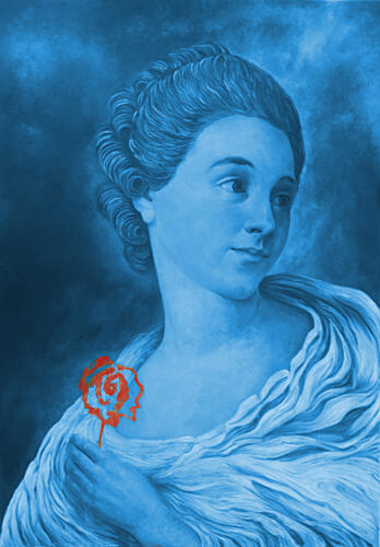 Blue Portrait Red Rose Mode reproduction