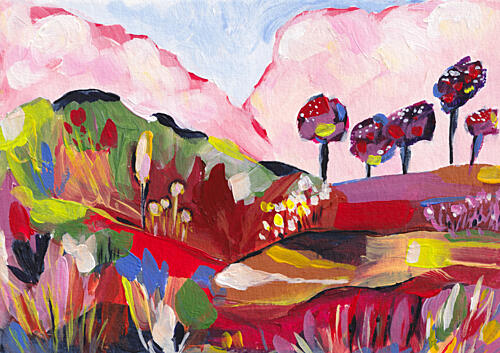 Vibrant Fantasy Landscape Art Print by Dirkie Nell