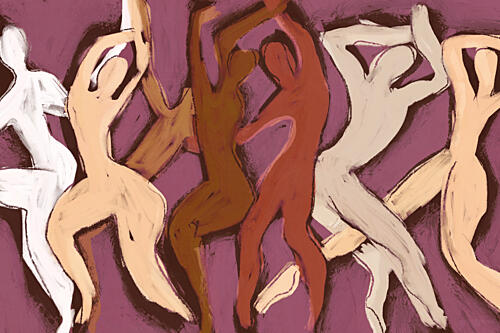 Joyful Dancing Figures Art abstrait reproduction