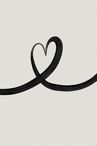Black Heart Line Art abstrait reproduction