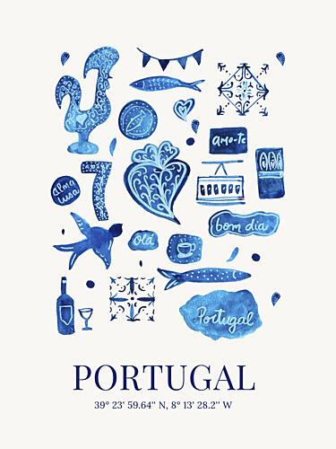 Portugal Cultural Symbols Art Print by Elizabeth C
