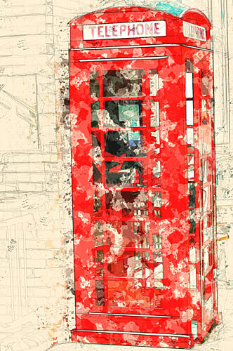 London Red Telephone Sketch Voyage reproduction