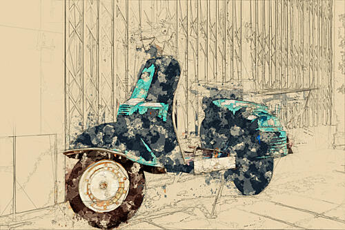Vintage Scooter Sketch Vintage reproduction