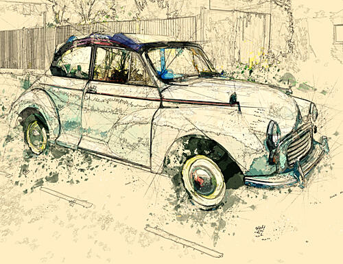 Nostalgic Car Sketch Vintage reproduction