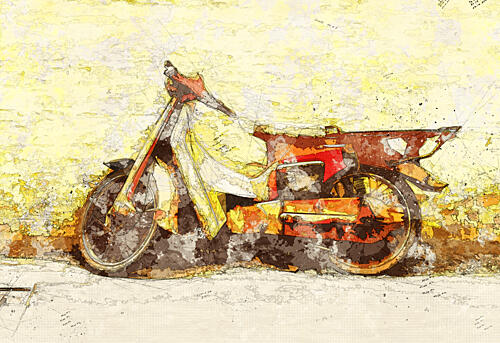 Classic Motorcycle Art Aquarelle reproduction