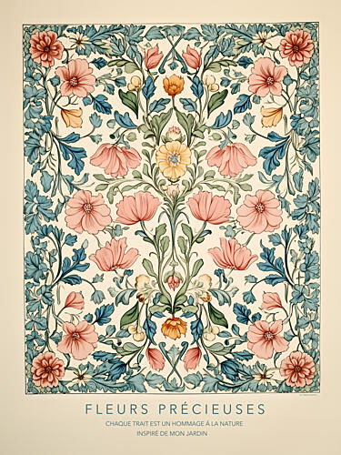 Precious Floral Pattern Art nouveau reproduction