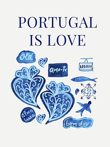 Watercolor Portugal Love Art Print by Elizabeth C