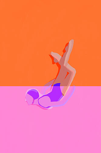Abstract Swimmer Dive Art Print by Treechild