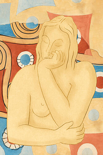 Pensive Woman Aquarelle reproduction