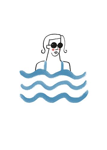 Swimmer in Shades Art Print