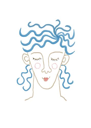 Dreamy Blue Hair Woman Mode reproduction