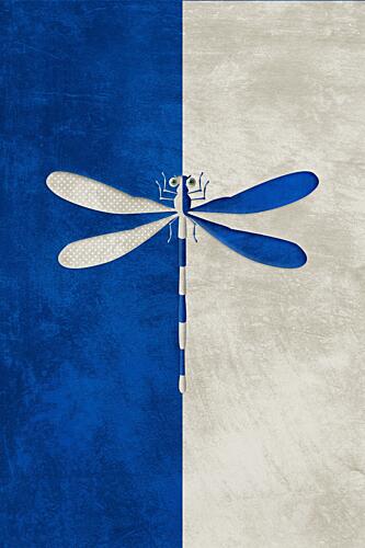 Blue White Dragonfly Art Print by Ema Paraschiv