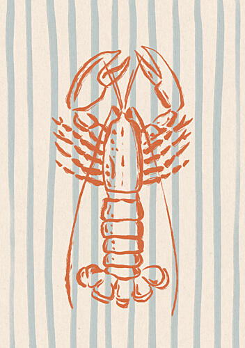 Coastal Striped Lobster Art Print by Katarzyna Gasiorowska