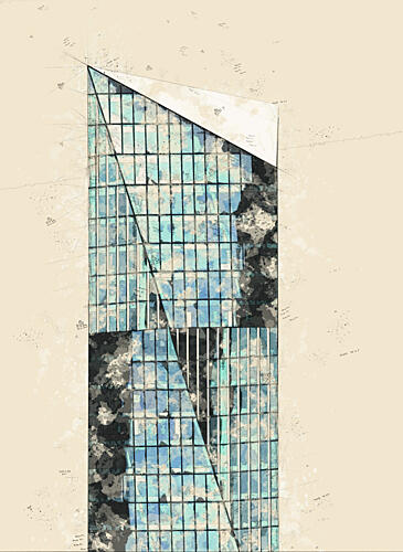 Modern Glass Tower Géométrique reproduction