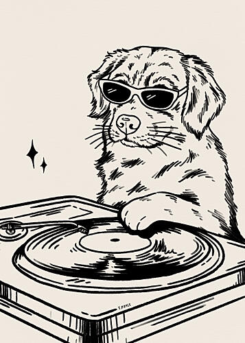 Cool Dog Dj Art Print