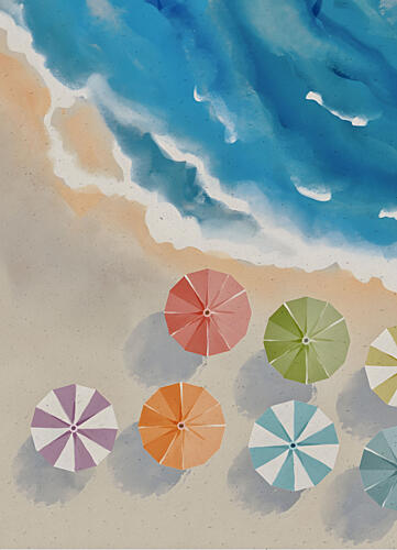 Vibrant Beach Day Art Print by Emanuela Carratoni