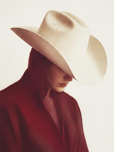 Shaded Cowboy Woman Art Print