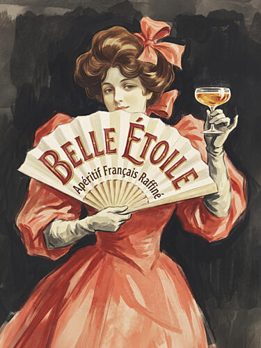 Elegant Lady with Aperitif Art nouveau reproduction
