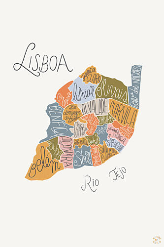 Lisbon Illustrated Map Voyage reproduction