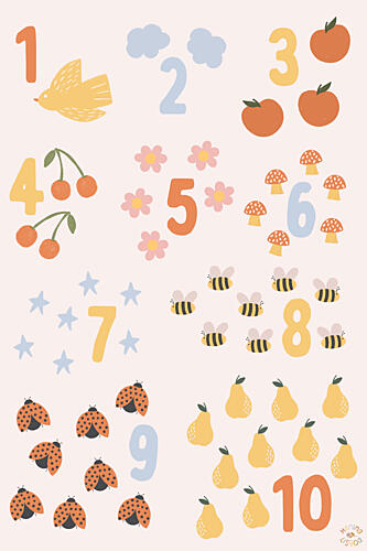 Whimsical Counting Chart Chambre de bébé reproduction