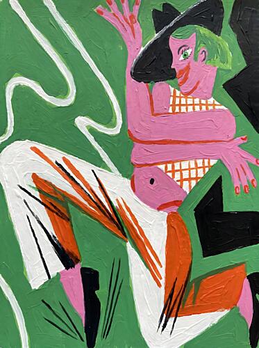 Playful Pink Figure Surréaliste reproduction