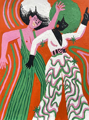 Retro Disco Dancers Art Print by Hugo