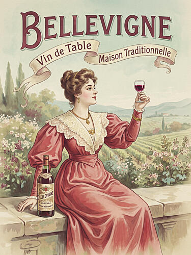 Elegant Lady with Wine Art Print