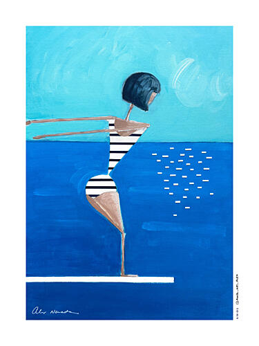 Summer Pool Diver Art Print
