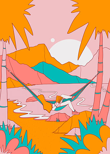 Sunset Hammock Reading Art Print