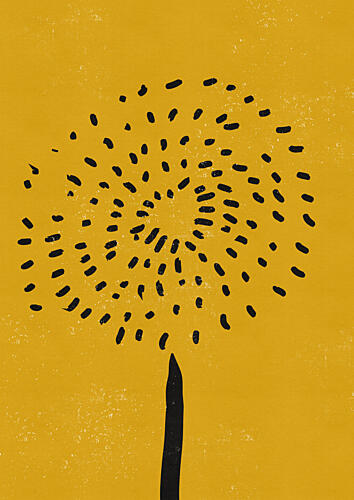 Yellow Dandelion Puff Art abstrait reproduction